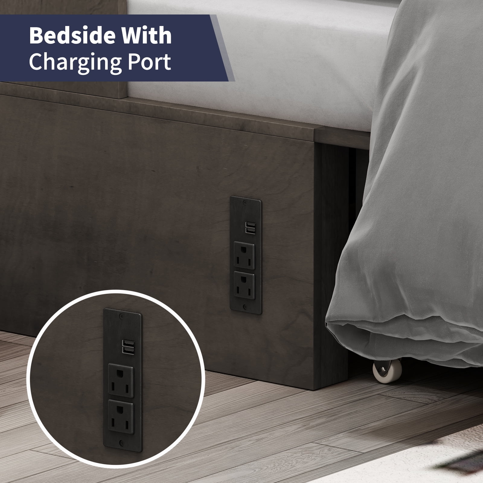 ZAFLY Murphy Cube Cabinet Bed with USB Charging Station, Murphy Bed Cabinet with Large Drawer & Folding Mattress