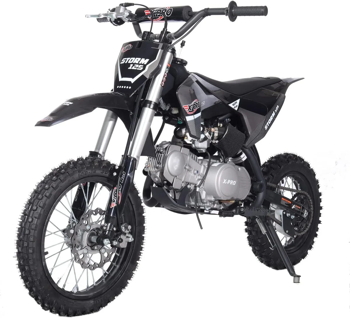 X-Pro Brand New Storm 125cc Dirt Bike with 4-Speed Semi-Auto Transmission, Kick Start, Big 14"/12" Tires! - Curated Treasures Market