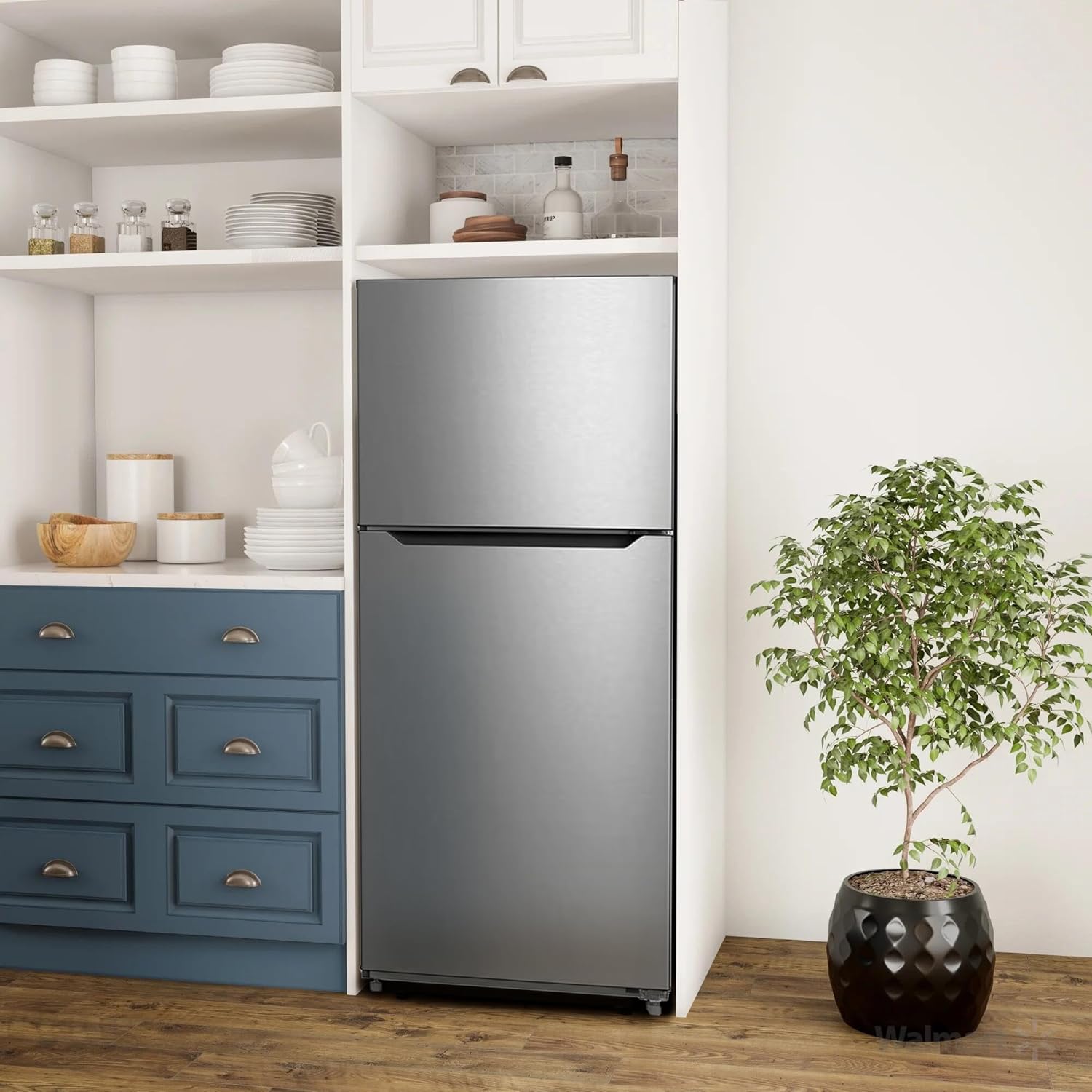 SMETA Refrigerator 14.2 Cu Ft Counter Depth Refrigerators with Top Freezer, Apartment Kitchen Full Size Fridge 30 Inch