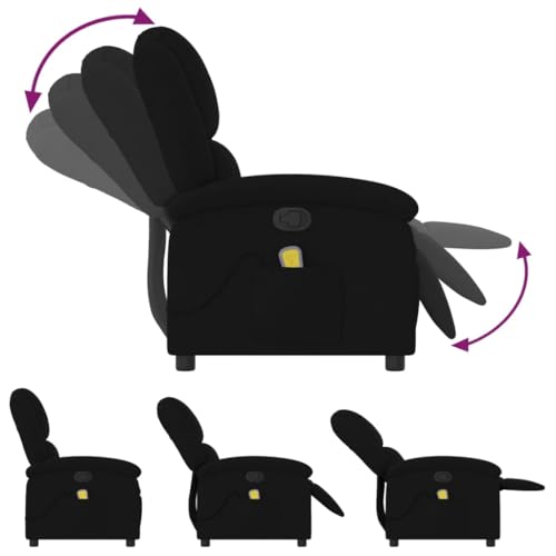 Massage Recliner Chair Black Velvet,Plush Velvet Reclining Massage Chair with Adjustable Footrest, Headrest