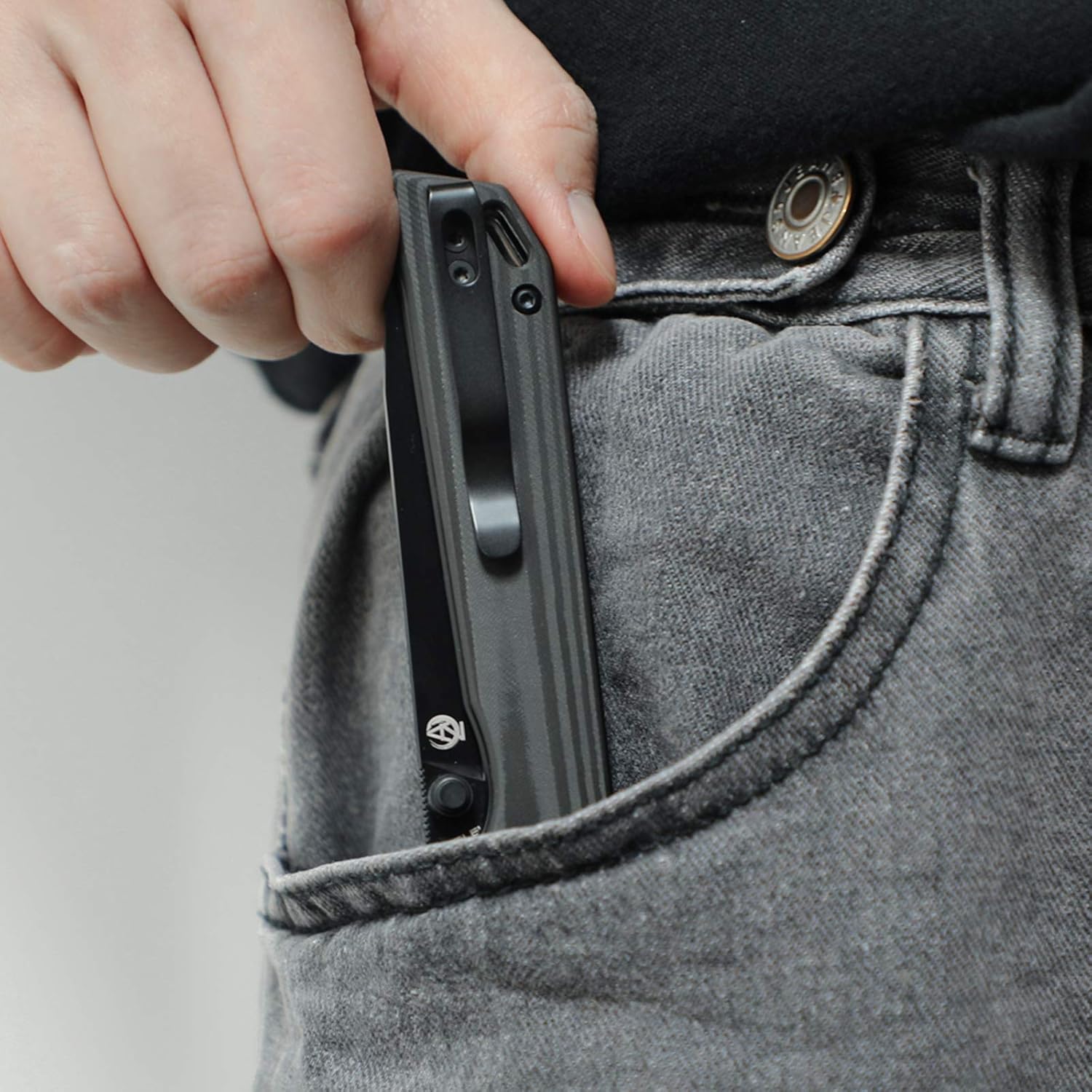 Kizer Begleiter2, Folding Pocket Knife with N690 Blade and Carbon Fiber Handle, Thumb Stud, Deep Carry Clip for Outdoor