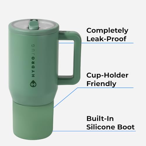 HydroJug Traveler - 40 oz Water Bottle with Handle & Flip Straw - Fits in Cup Holder
