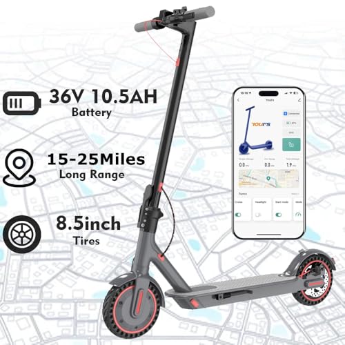 Electric Scooter for Adults, 19/25 Mph Max Speed, 21/25/35 Miles Range,350/500/600W APP Control E-Scooter with 8.5"/10" Inflatable tire