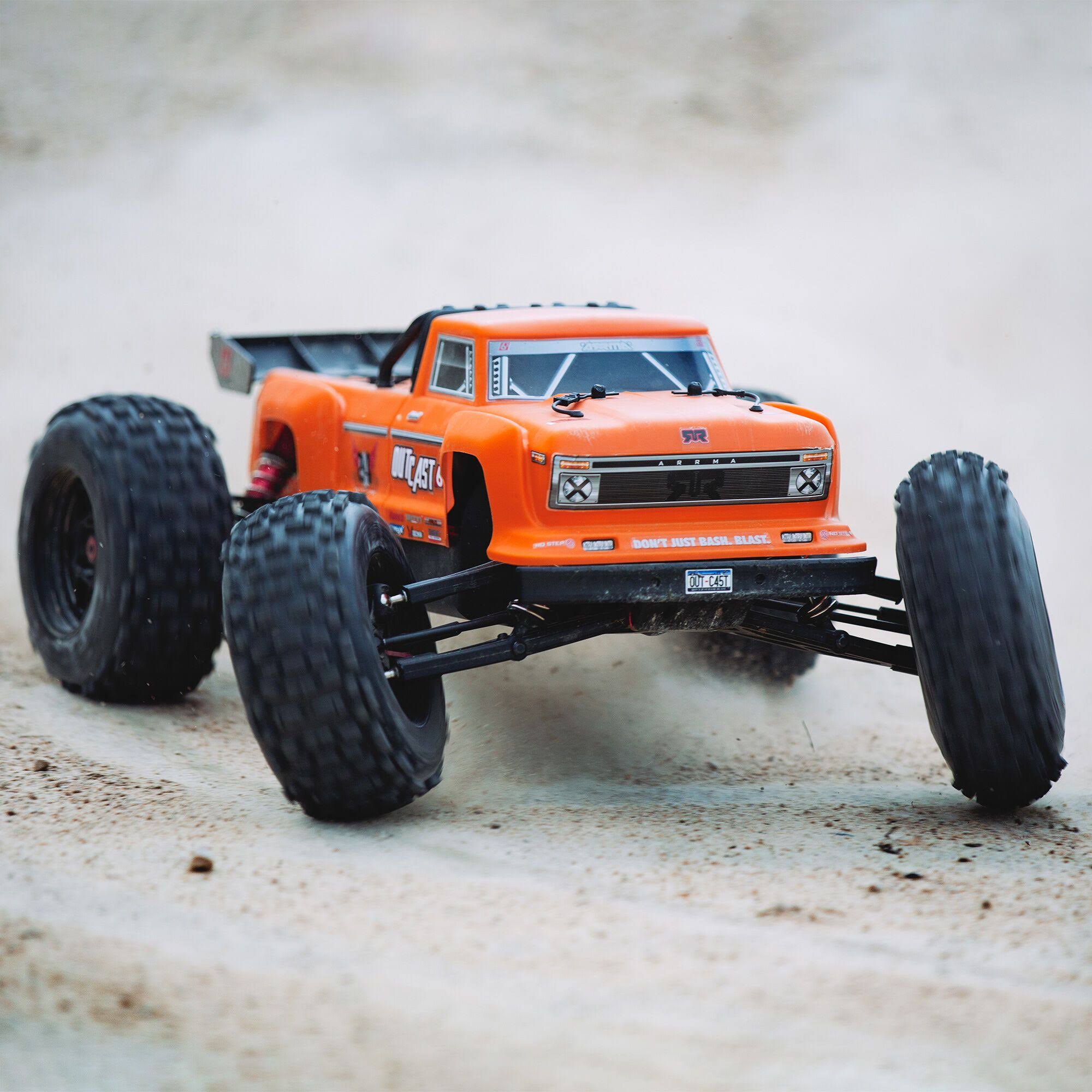 Arrma 1/8 Outcast 6s 4WD BLX Stunt Truck Matte Orange