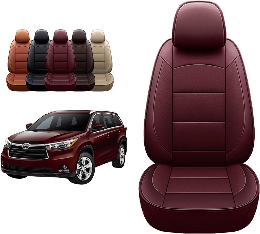 OASIS AUTO 2014-2019 Highlander Custom Fit PU Leather Seat Cover Compatible with 2014 2015 2016 2017 2018 2019 Highlander (40/60 Bench 2nd Row, Black)