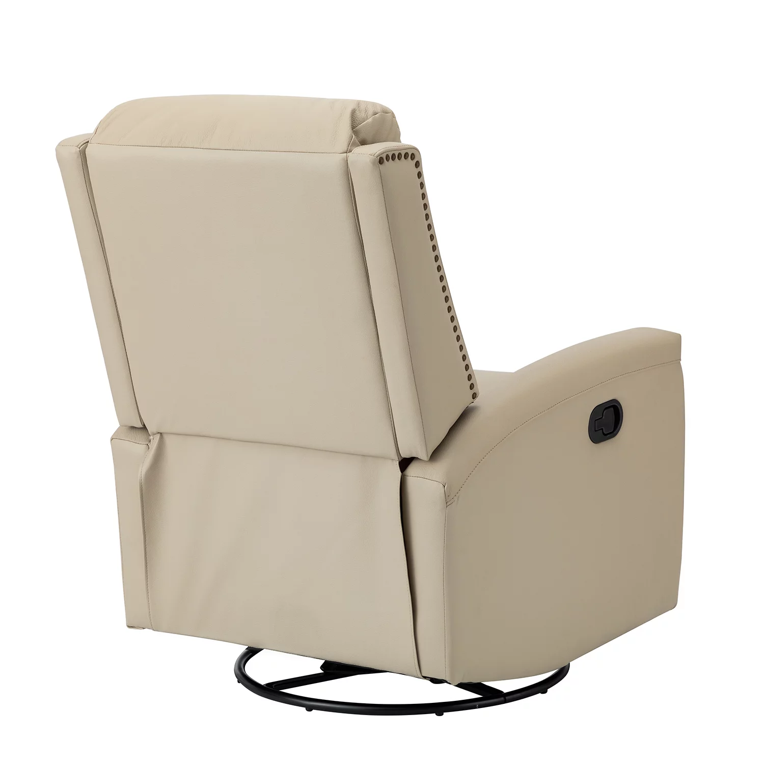 ARTFUL LIVING DESIGN Genuine Leather Swivel Rocker Recliner Set of 2 with Nailhead Trims & Swivel Base, Beige