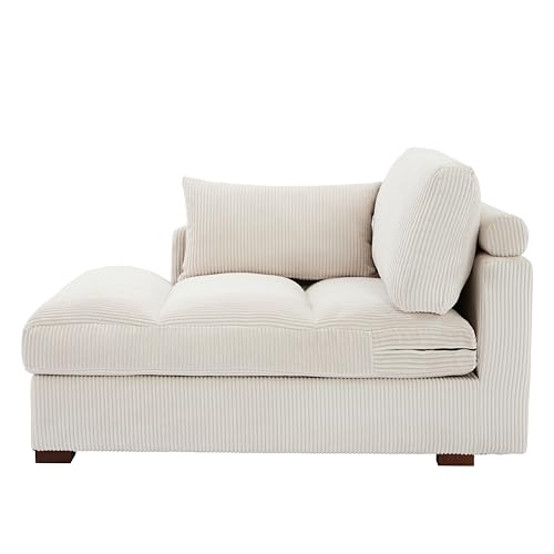 UIXE Oversized Corduroy Chaise Lounge Chair with Right Armrest & Cushion