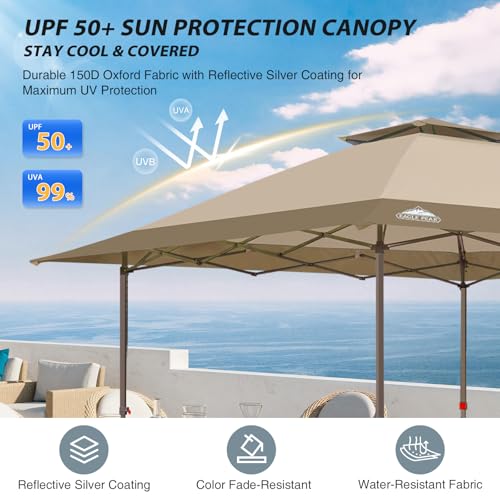 EAGLE PEAK 13x13 Straight Leg Pop Up Canopy Tent Instant Outdoor Canopy Easy Single Person Set up Folding Shelter w/Auto Extending Eaves 169 Square