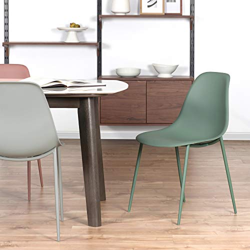 POLY & BARK Isla Modern Kitchen Chairs Set of 4 - Plastic Dining Chair with Metal Legs