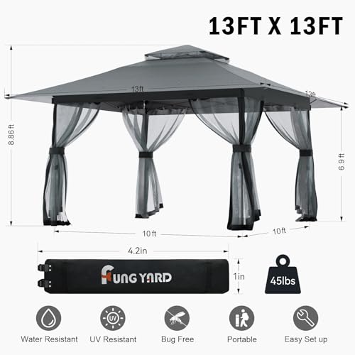 Outdoor Pop Up Gazebo 10x10 - Instant Canopy Tent with Mosquito Nettings