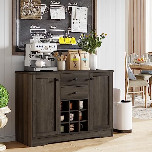 Buffet Sideboard Bar Cabinet with Storage, Farmhouse Coffee Bar Cabinet with 2 Drawers and Adjustable Shelves
