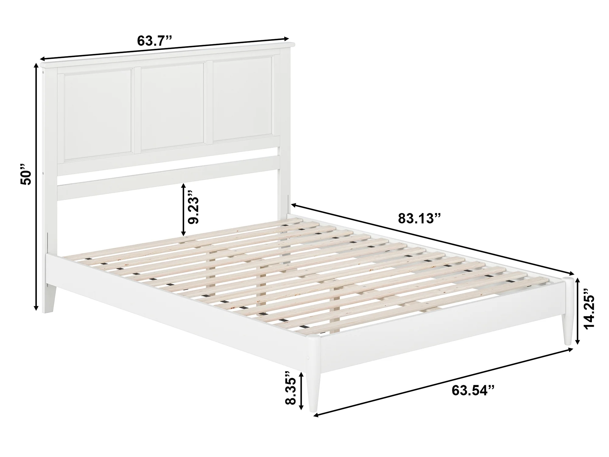 AFI Charlotte Queen Solid Wood Low Profile Platform Bed, White