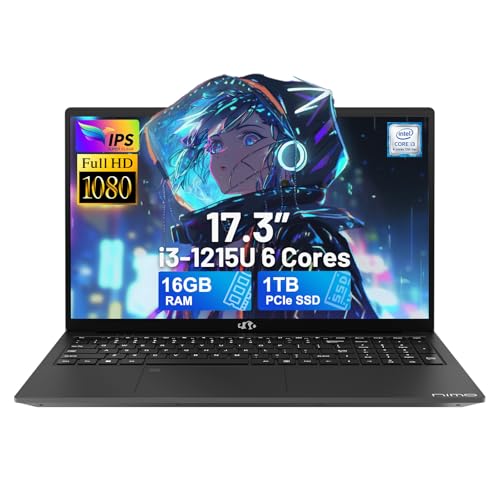 NIMO 17.3" IPS FHD-Laptop, Intel 6 Cores i3-1215U 16GB RAM 512GB SSD (Beat Ryzen 5 7520U