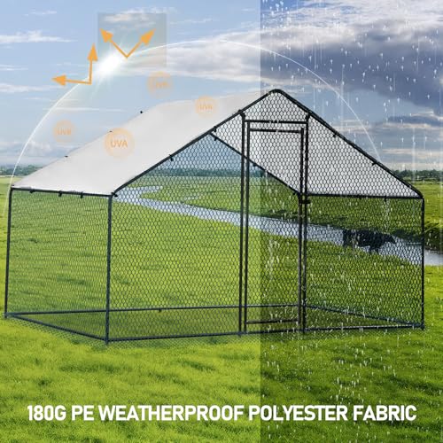 Outvita Chicken Coop, 13×10 FT Large Metal Chicken House, Poultry Habitat Cage with Waterproof Cover