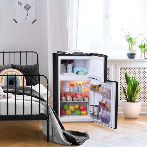 West Bend Mini Fridge with Freezer Retro-Styled for Home Office or Dorm