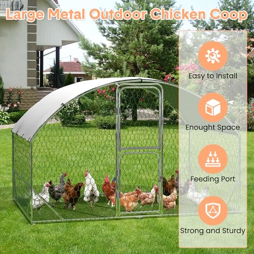 Large Metal Chicken Coop, Walk-in Poultry Cage