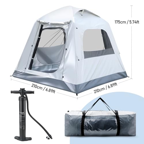 Easy Set up Inflatable Camping Tent 3-4 Person Glamping Outdoor Air Blow Up Tents, Waterproof Inflatable House Tent for Adults