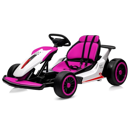 24V Go Kart for Kids, Electric Drift Kart with 2X200W Motor, 7AH Battery, Drift Function, Electric Pedals, and Safety Belt