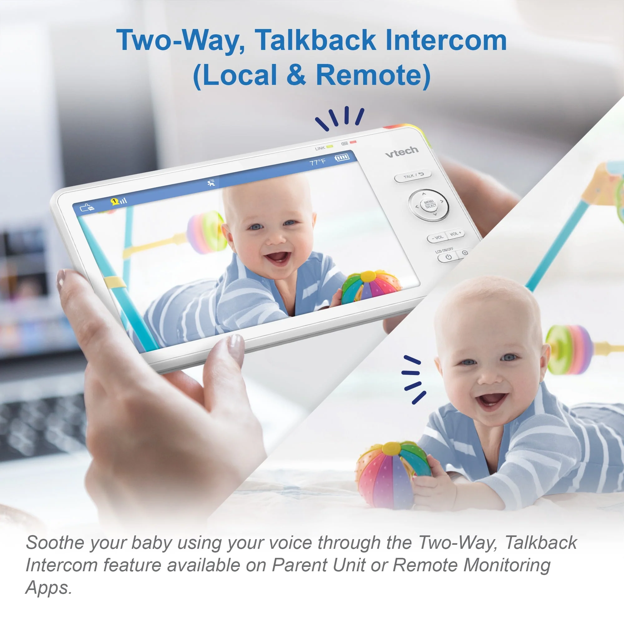 VTech 1080p Smart WiFi Remote Access 360-Degree Pan and Tilt Video Baby Monitor with 7-Inch High-Definition 720p Display and Night Light, RM7866HD