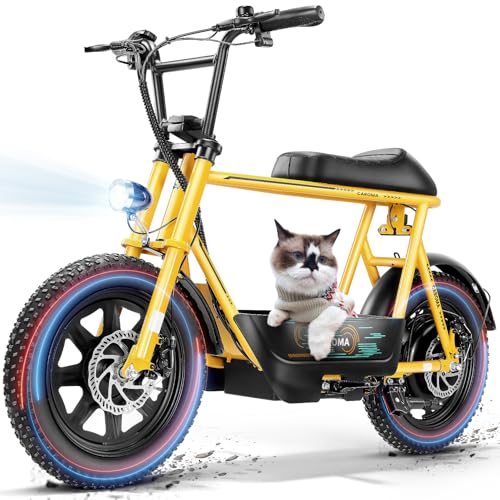 Caroma Peak 500W/800W/1200W Electric Scooter with Seat, 16 * 3" Fat Tire Ebike for All-Terrain, Max 15/25/30 Miles Ranges&20MPH