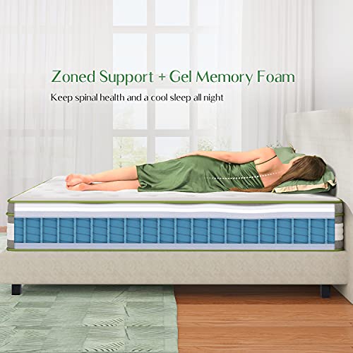 Novilla King Size Mattress 14 Inch, Hybrid Mattress King for Motion Isolation, Gel Memory Foam with Pressure Relief for Cool Night Sleep