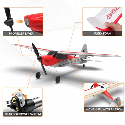 VOLANTEXRC RC Plane Trainer Sport Cub 4CH Remote Control Airplane with Prop Saver, 6-Axis Gyro Stabilizer & 3 Modes to Fly