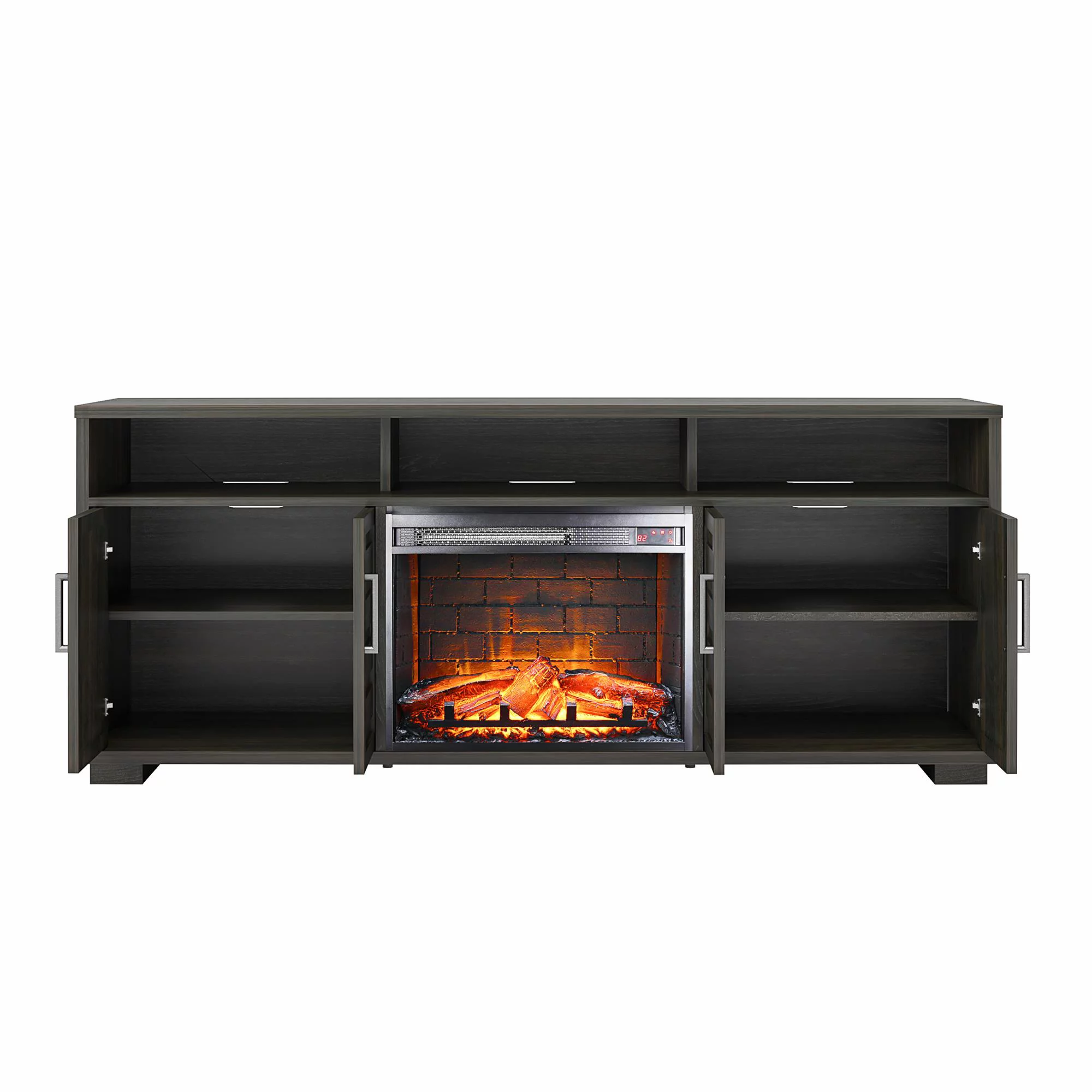 Ameriwood Home Fernwood Electric Fireplace Console TV Stand for TVs up to 75", Espresso