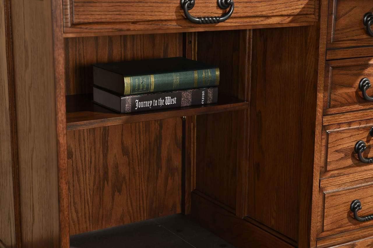 Small Home Office or Student Roll Top Desk- Solid Oak Wood Single Pedestal 40.5Wx24Dx45H BW Organizer Desk Quality Crafted Construction Locking File