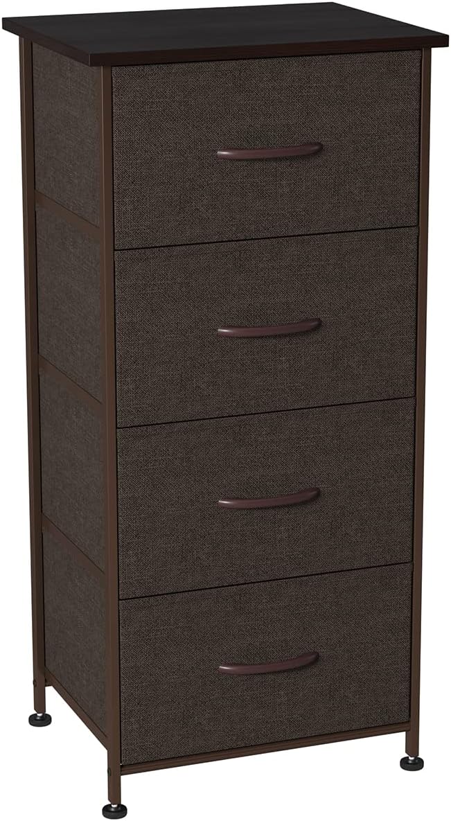 Somdot Nightstand Dresser with 4 Drawers Fabric Dresser Vertical Storage Tower Organizer Unit for Bedroom Office Laundry Closet Entryway Hallway