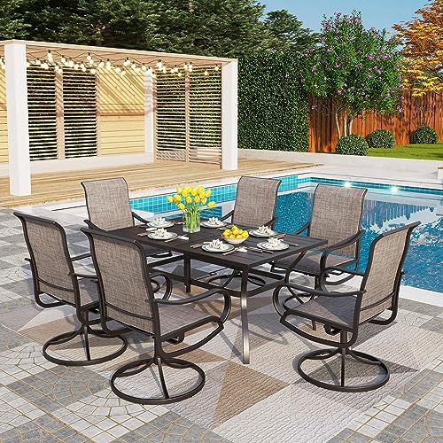PHI VILLA 5 PCS Outdoor Patio Dining Set with Swivel Dining Chairs (Blue) and 37"x 37" Metal Steel Dining Table(1.57" Umbrella Hole)