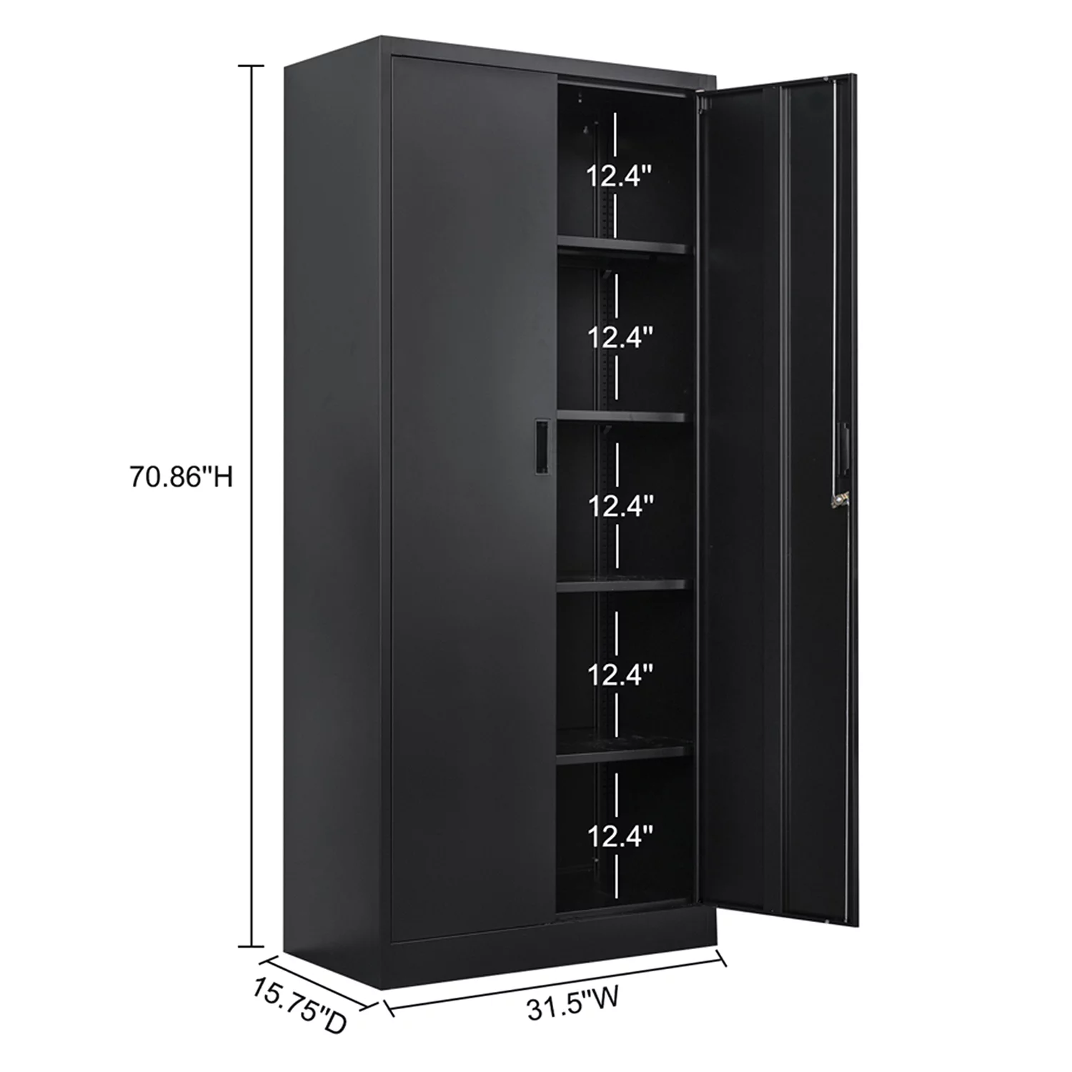 71" Metal Storage Cabinet with Lock,Garage Storage Cabinet with 2 Doors and 4 Adjustable Shelves,Tool File Cabinet for Garage Office,Home,Gym