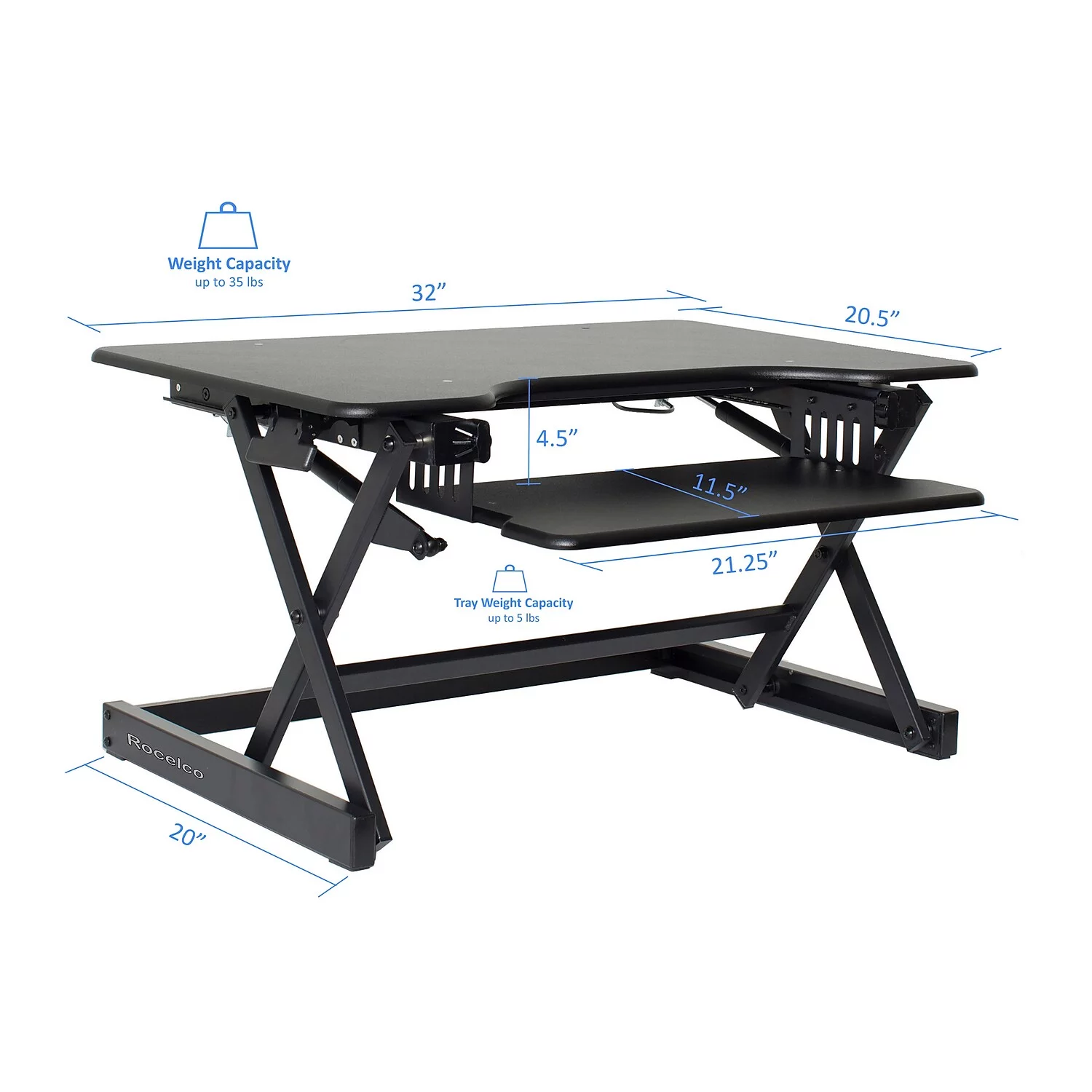 32" Height Adjustable Standing Desk Converter in Black (R EADRB2)