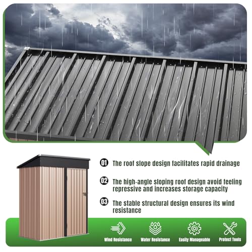 Aoxun 6.2x4 FT Shed Outdoor Storage Shed Metal Garden Shed with Lockable Doors & Slooping Roof Tool Shed Bike Shed for Backyard, Patio