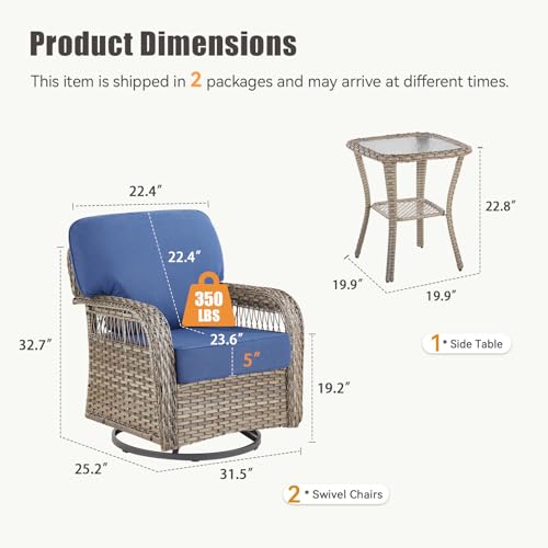 7 Pieces Outdoor Furniture Set with Swivel Chairs