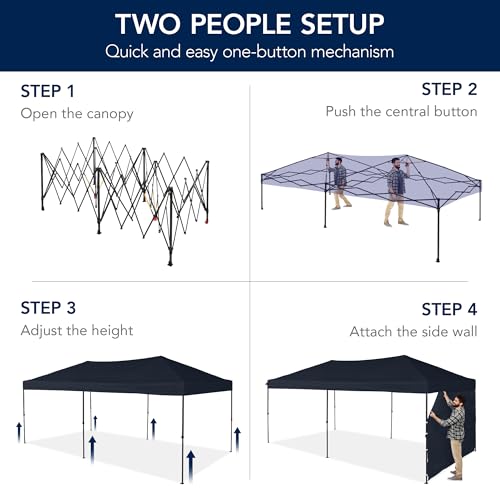 Best Choice Products 10x20 Party Tent, Heavy Duty Waterproof Large Outdoor Event Easy Pop Up Canopy Shelter w/Sidewalls, 1-Button Setup, Wheeled Case