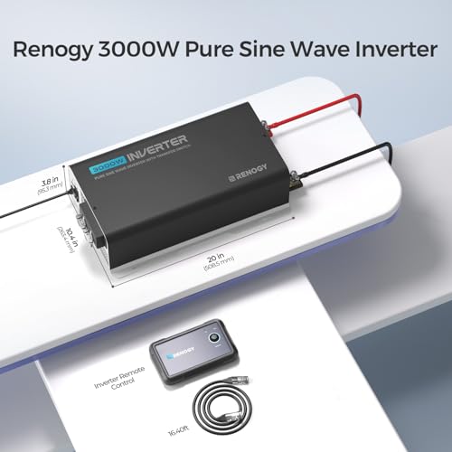 Renogy Inverter PUH, 3000W Pure Sine Wave Power Inverter with UPS Transfer Switch & Bluetooth, 12V DC to 120V AC Converter for RV, Truck, Home