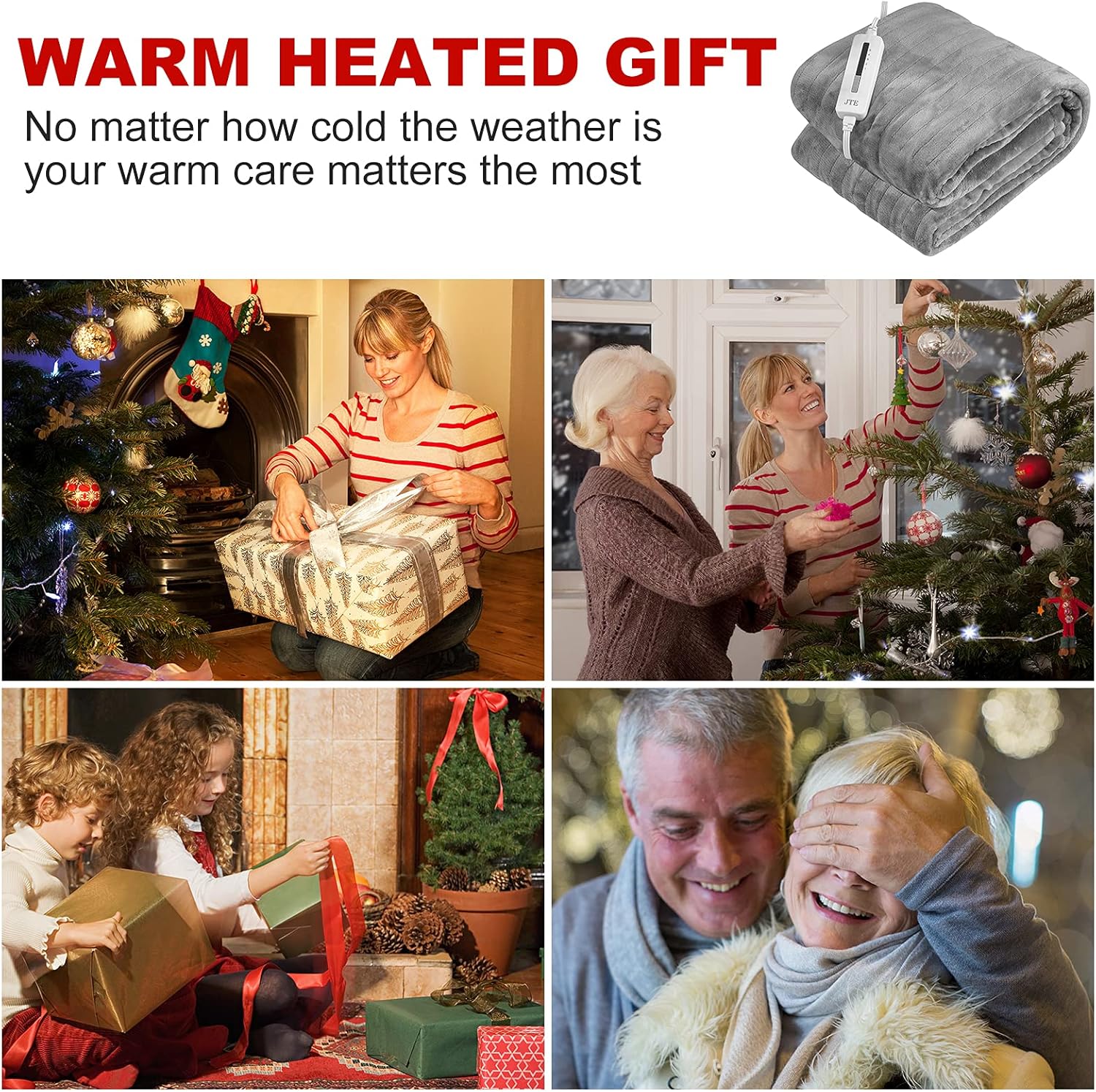 Electric Blanket Heated Throw 5 Heating Levels 3 Hours Auto Off for Home Office Use Heating Warming Blanket with ETL Certificated 50x60 inches