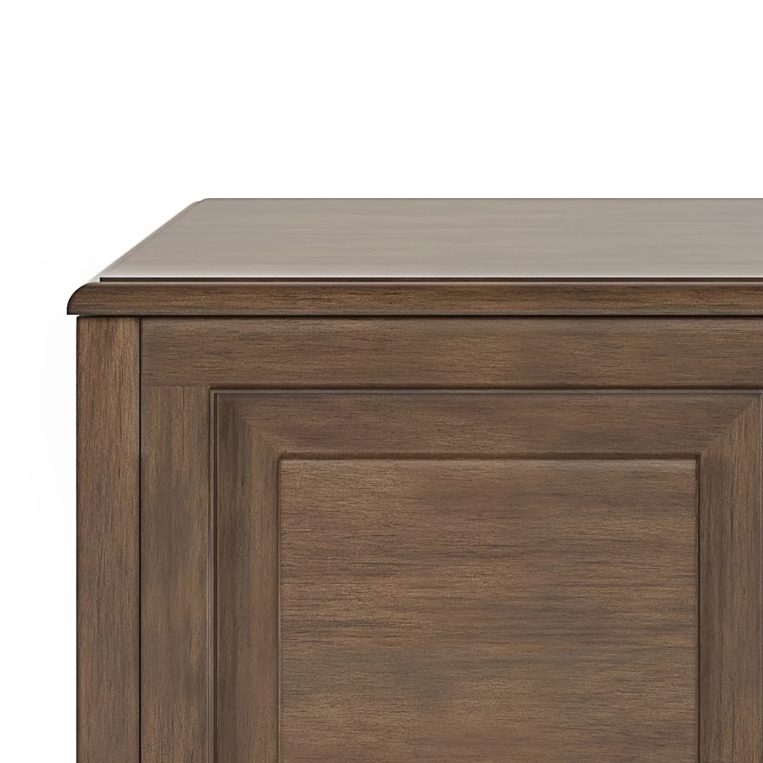 Simpli Home Connaught Traditional Solid Wood Storage Bench in Natural Aged Brown
