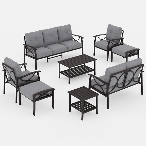 Wisteria Lane 5-Piece Outdoor Patio Furniture Set, Outdoor Metal Sectional Furniture with Cushions