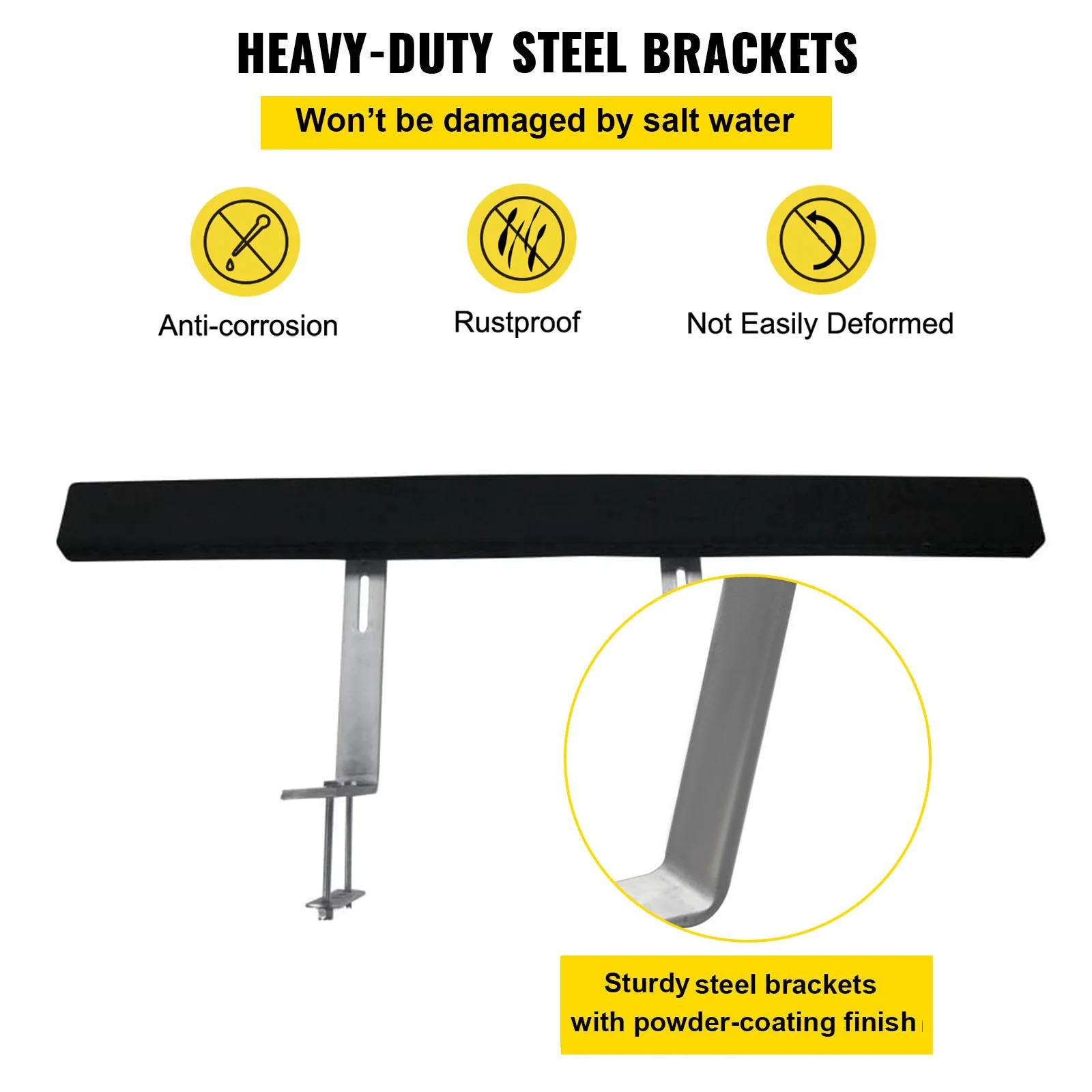 VEVOR 48" Boat Trailer Guide-Ons, 2-Pack - Rustproof Steel with Carpet-Padded Boards & Mounting Parts, Ideal for Ski, Fishing & Sailboat Trailers