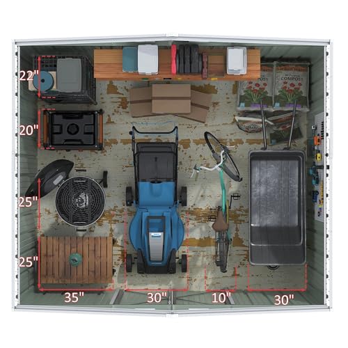 Greesum 5×3 FT Outdoor Storage Shed, Metal Storaged Sheds Without Floor, Tool Sheds with Lockable Doors and Sloping Roof for Garden, Patio, Backyard