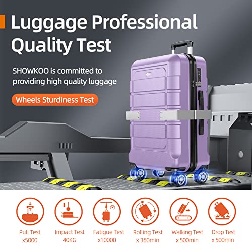 SHOWKOO Luggage Sets Expandable PC+ABS Durable Suitcase Double Wheels TSA Lock Black