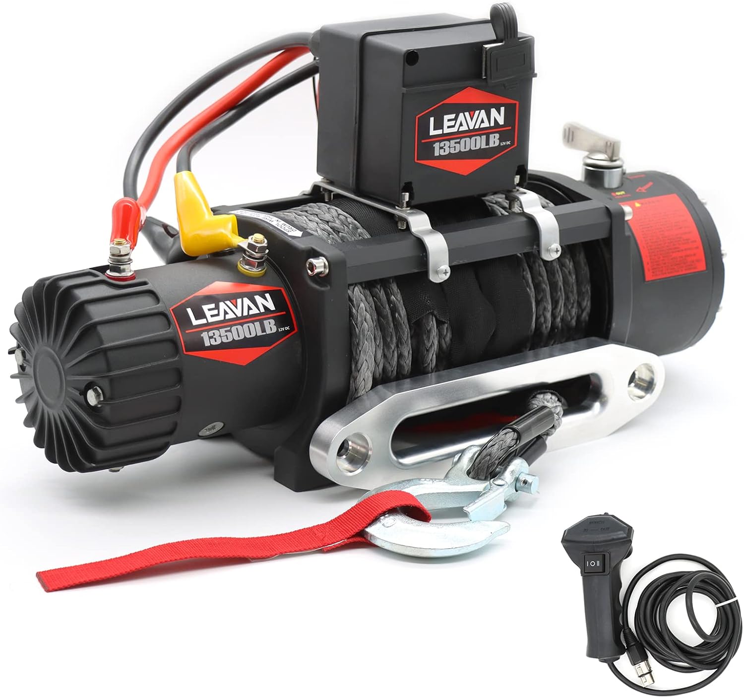 LEAVAN 13500 LB Electric Winch,12V DC Winch with Steel Cable Wire Rope: 21.5L x 6.3W x 8.6 H, 6.2 Ton Pulling Capacity