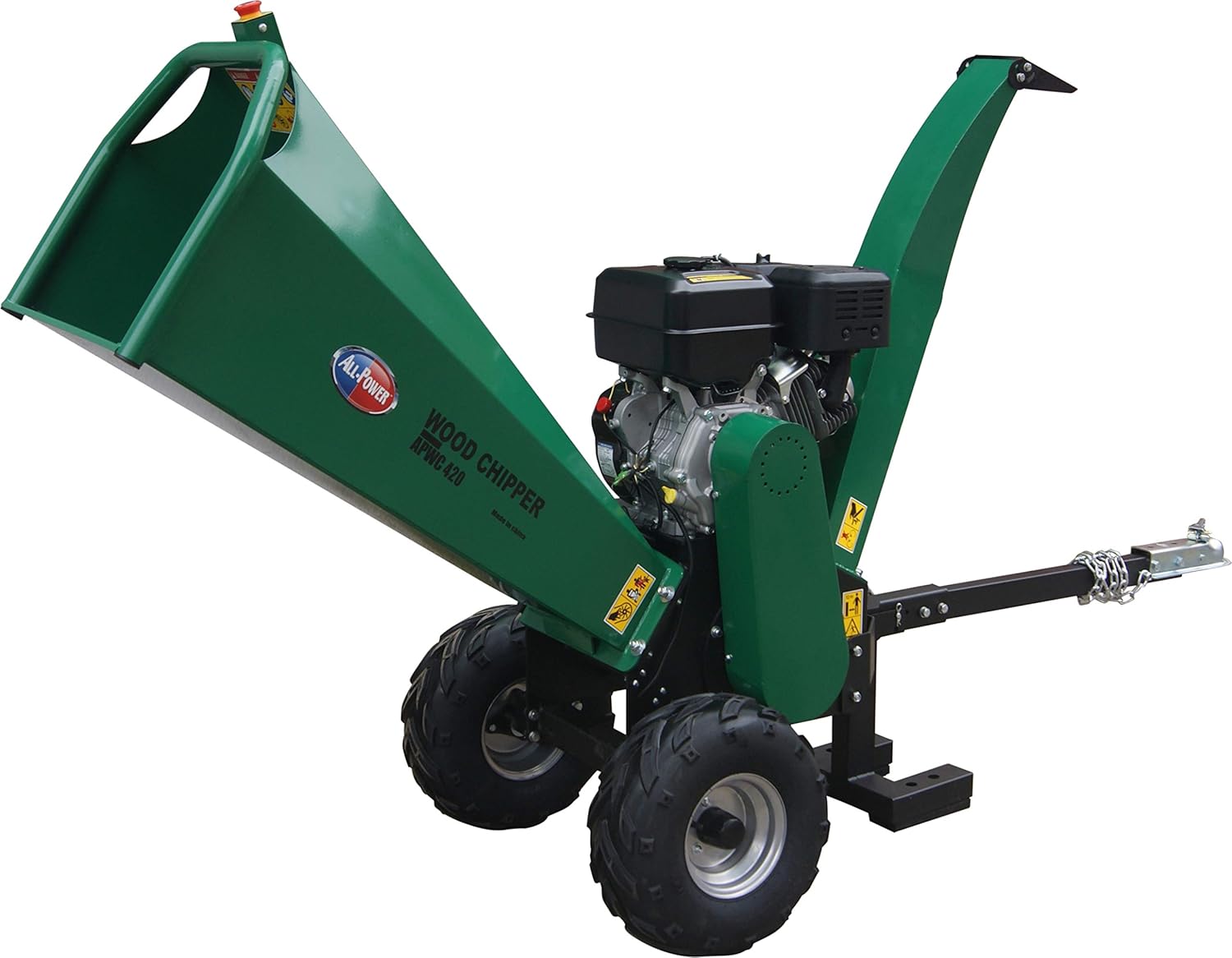 All Power America APWC420 Heavy Duty Durable Wood Chipper Shredder Mulcher-Max 6 Inch Cutting Diameter Capacity Gas Powered, 15HP 420cc, 6 inch