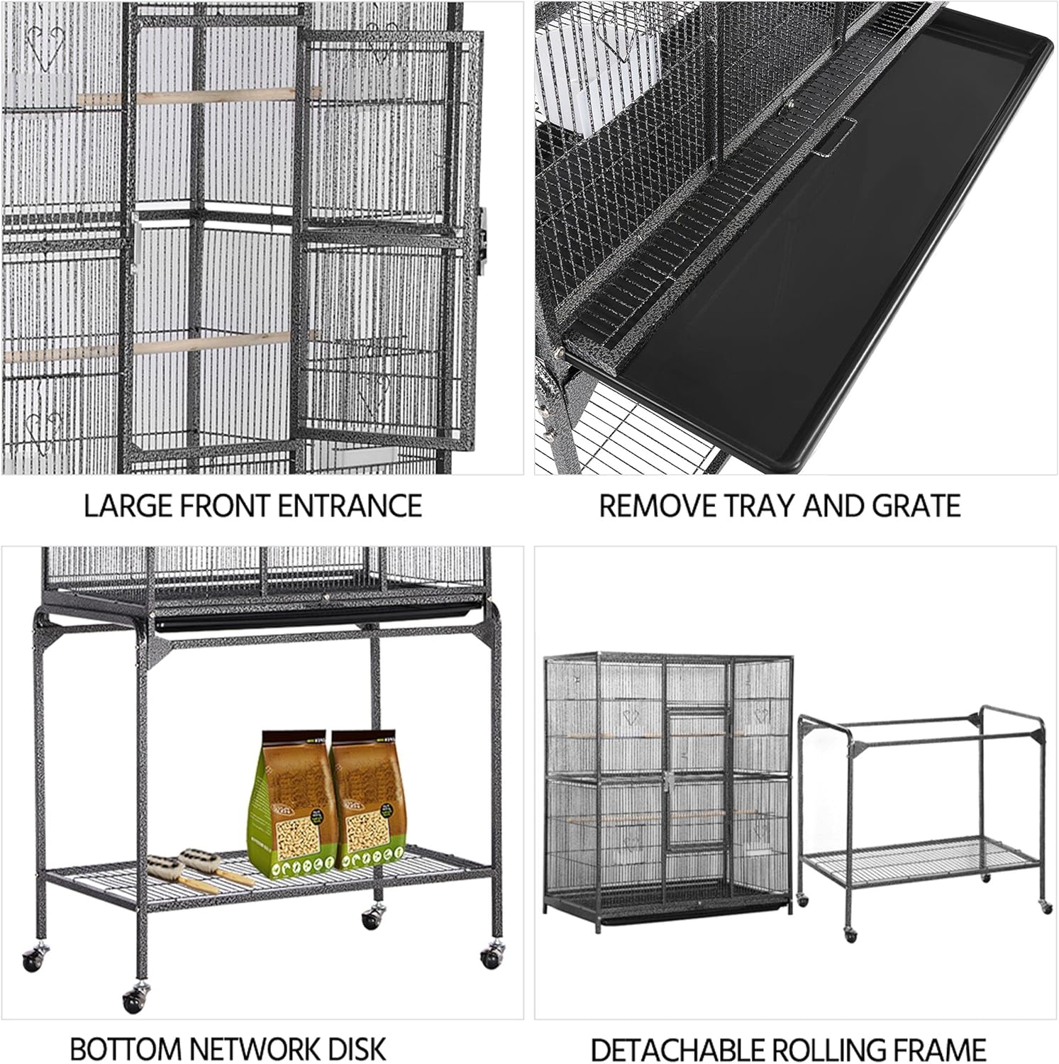 Yaheetech 63'' Detachable Parrot Cage for Cockatiel Sun Parakeet Green Cheek Conure Lovebird Budgie Finch Bird Cage with Stand