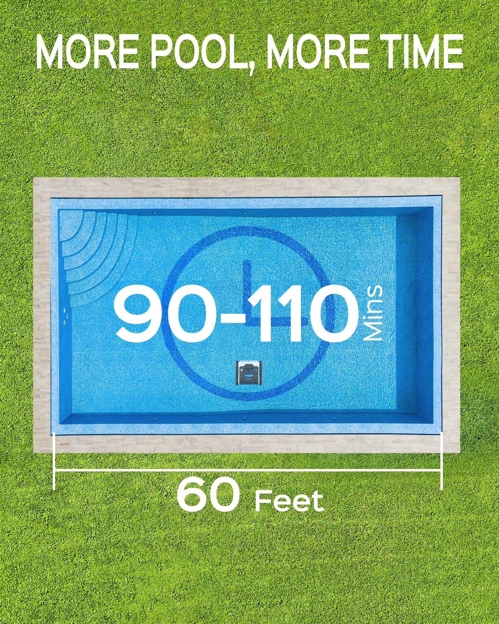 Wybot Robotic Pool Cleaner, Cordless Pool Vacuum with Wall Climbing Function for In Ground Pools up to 60ft in Length