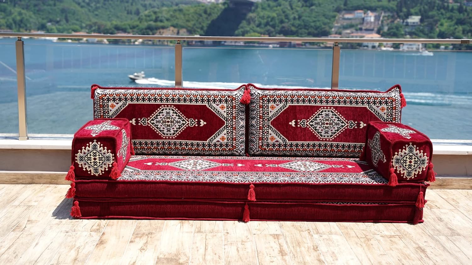 Maroon Arabic Floor Seating, Reading Sofa, Arabic Majlis, Floor Cushion, Sectional Sofa, Arabic Sofa, Sofa Bed, Poufs