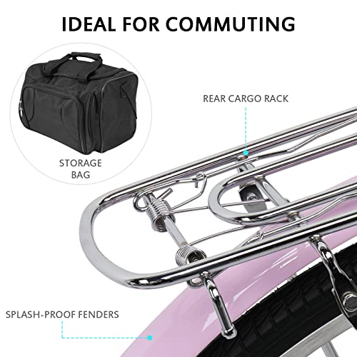 Ktaxon Women Bike Bicycles for Women, Beach Cruiser Bike with Premium Derailleur & Shift Lever, Adjustable Seat
