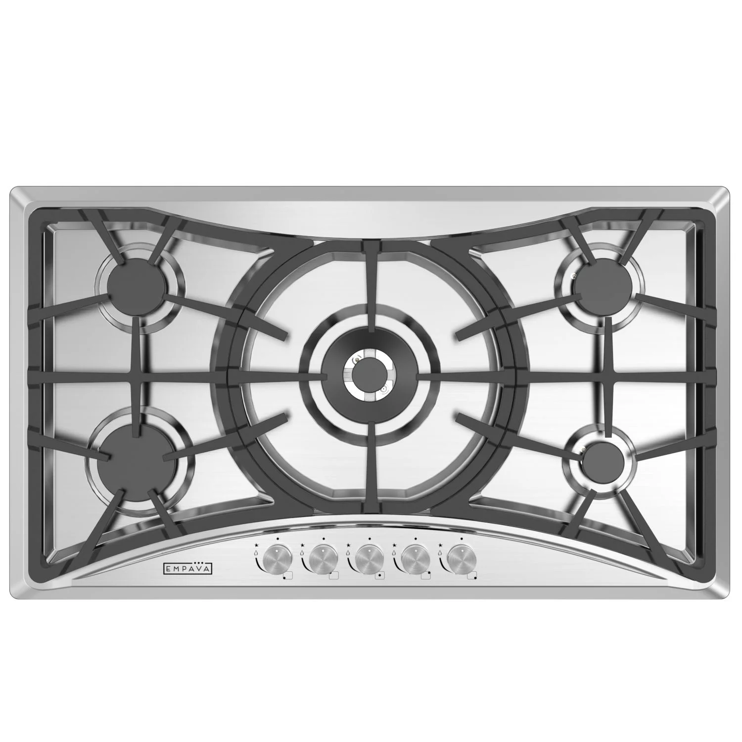 Empava 36 in. Gas Stove Cooktop with 5 Italy Sabaf Sealed Burners NG/LPG Convertible in Stainless Steel ，EMP-36GC22