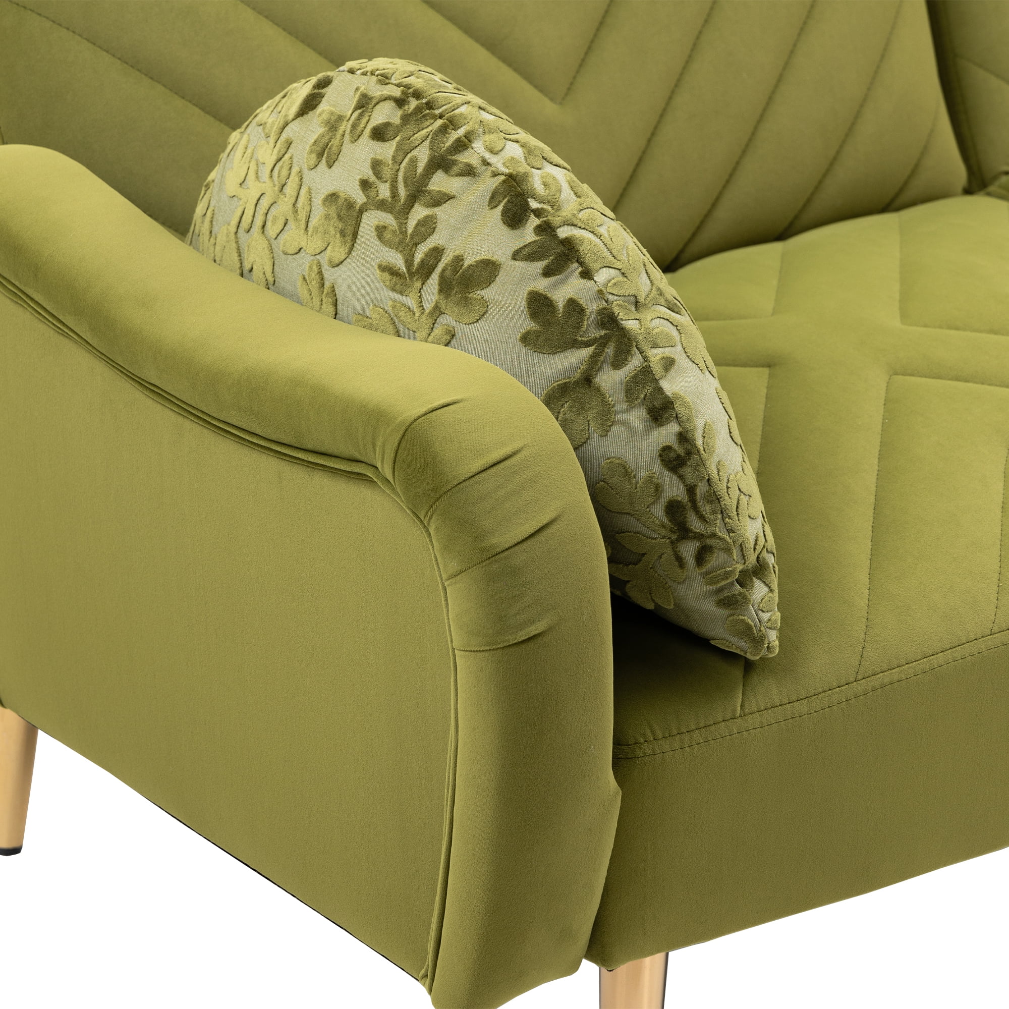 Pouseayar 65" Futon Sofa Bed, Upholstered Convertible Folding Sleeper Sofa Bed with Pillows for Living Room, Bedroom, Green